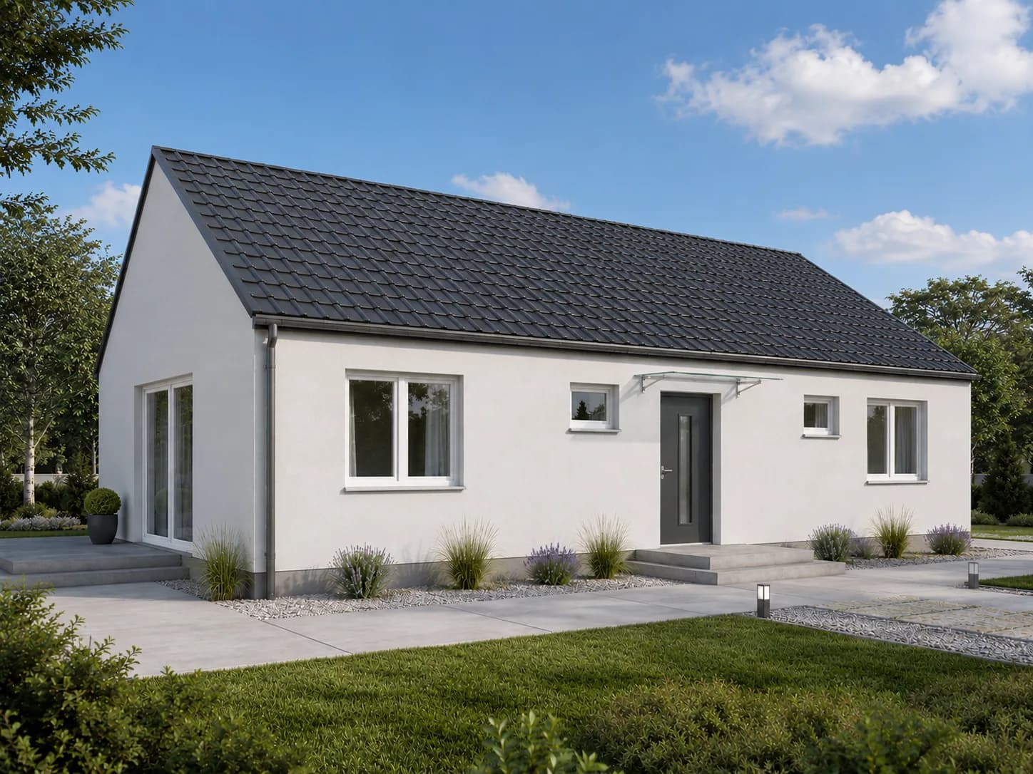Dom 110 m² — układ Optymalny, dach dwuspadowy